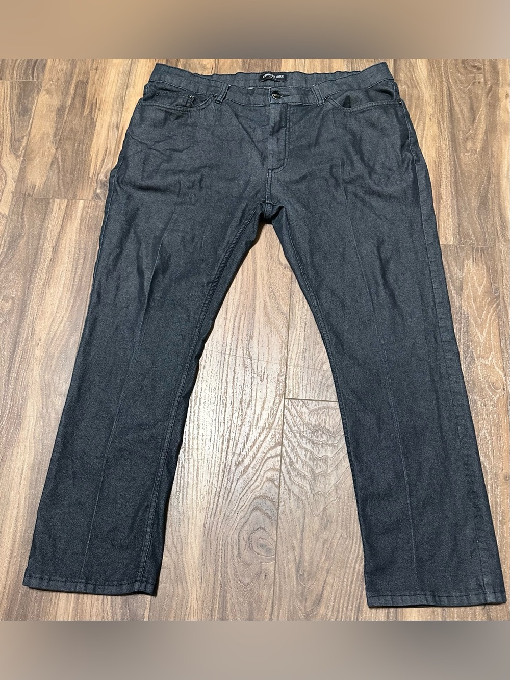 Kenneth Cole Men’s Denim Charcoal Pants 36x30 Straight Leg Flat Front